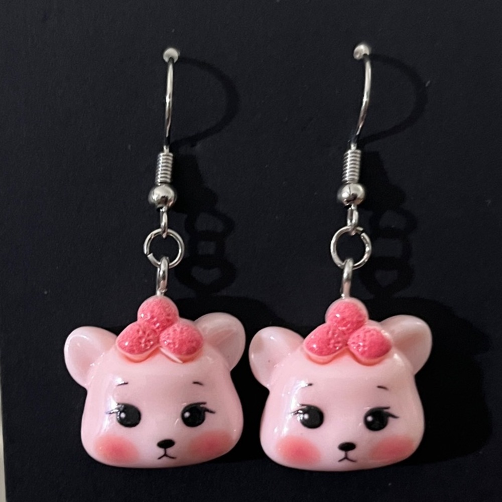 Cute Pink Kitty Earrings